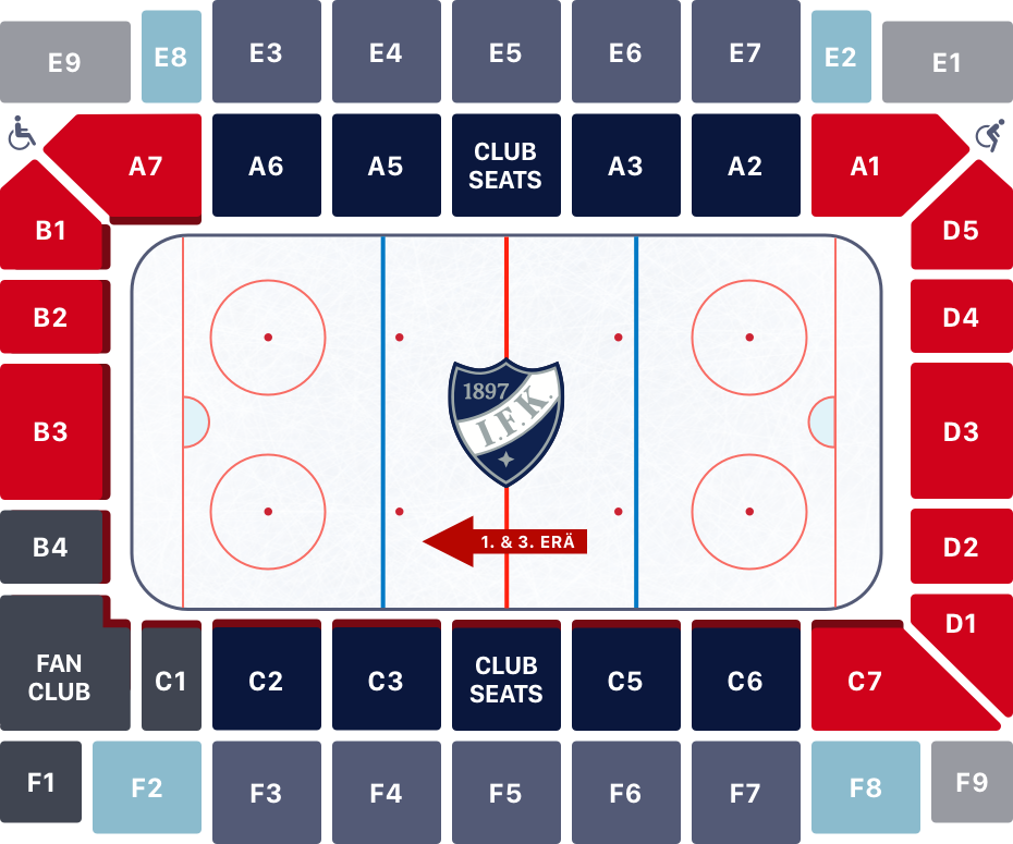 helsinki jäähalli kartta katsomokartta   HIFK helsinki jäähalli kartta